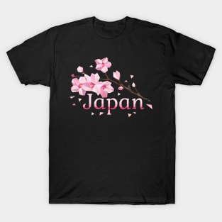 Geometric Japan - Sakura Cherry Blossoms on White Background T-Shirt